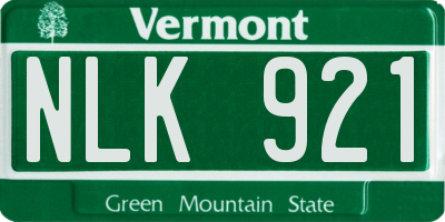 VT license plate NLK921