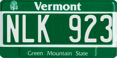 VT license plate NLK923