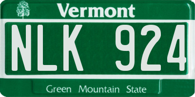 VT license plate NLK924