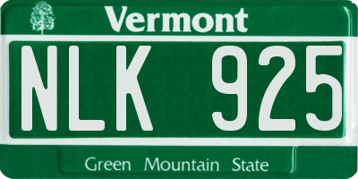 VT license plate NLK925