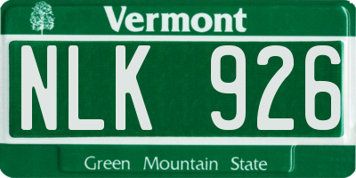 VT license plate NLK926