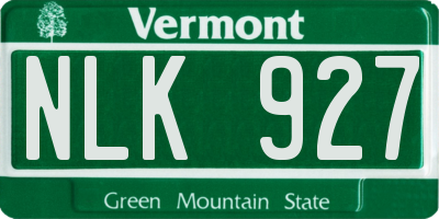 VT license plate NLK927