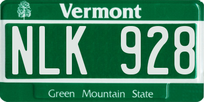 VT license plate NLK928