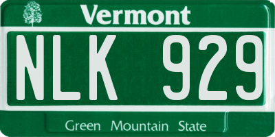 VT license plate NLK929