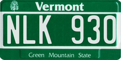 VT license plate NLK930