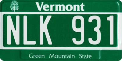 VT license plate NLK931