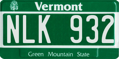 VT license plate NLK932