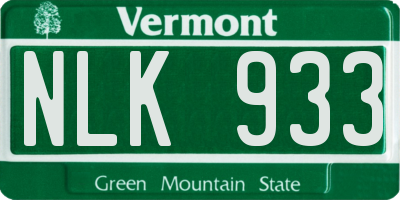 VT license plate NLK933