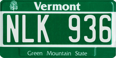 VT license plate NLK936