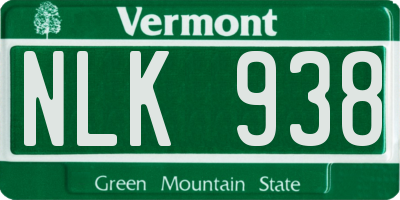 VT license plate NLK938