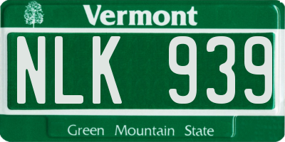 VT license plate NLK939