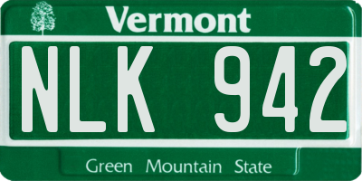 VT license plate NLK942
