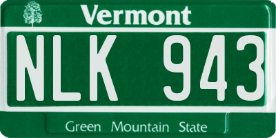 VT license plate NLK943