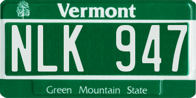 VT license plate NLK947