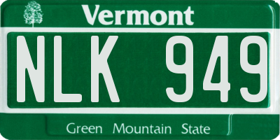 VT license plate NLK949