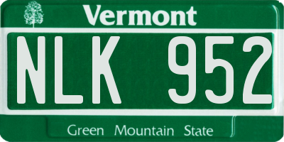 VT license plate NLK952