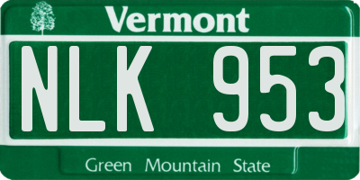 VT license plate NLK953