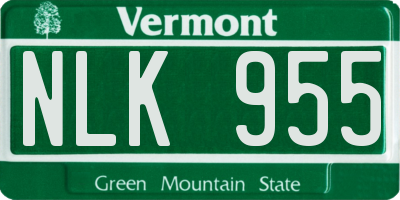 VT license plate NLK955