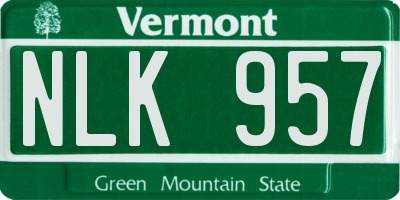 VT license plate NLK957
