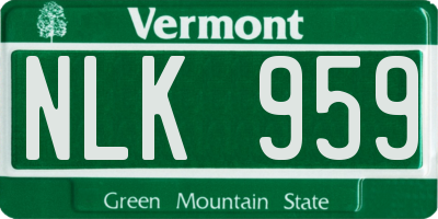 VT license plate NLK959