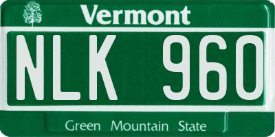 VT license plate NLK960