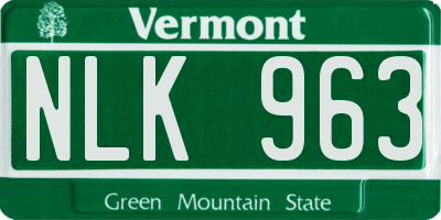 VT license plate NLK963