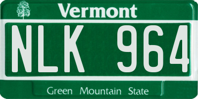 VT license plate NLK964