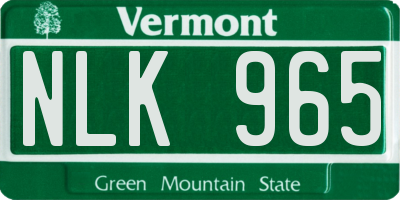 VT license plate NLK965