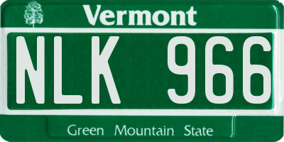 VT license plate NLK966