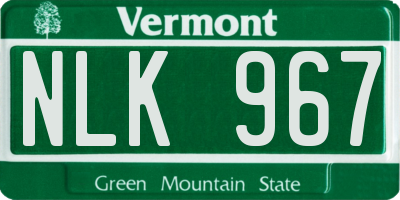 VT license plate NLK967