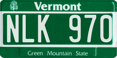 VT license plate NLK970