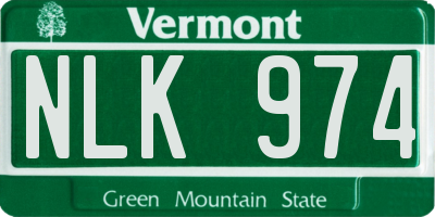 VT license plate NLK974