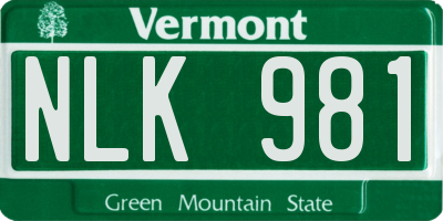 VT license plate NLK981