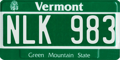 VT license plate NLK983