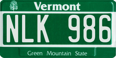VT license plate NLK986
