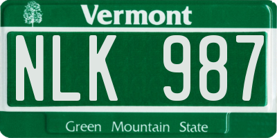 VT license plate NLK987