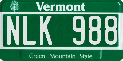 VT license plate NLK988