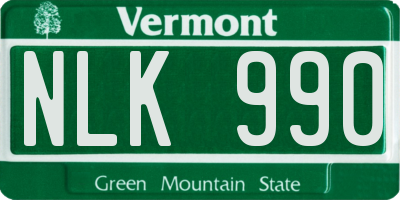VT license plate NLK990
