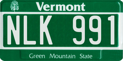 VT license plate NLK991
