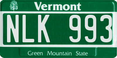 VT license plate NLK993