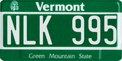 VT license plate NLK995