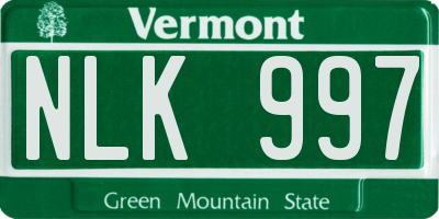 VT license plate NLK997