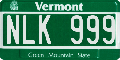 VT license plate NLK999