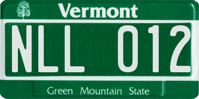 VT license plate NLL012