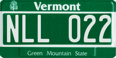 VT license plate NLL022