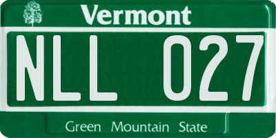 VT license plate NLL027