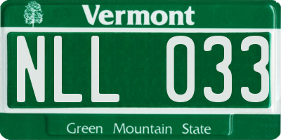 VT license plate NLL033