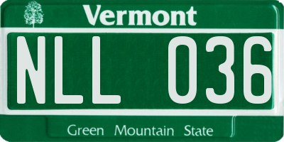 VT license plate NLL036