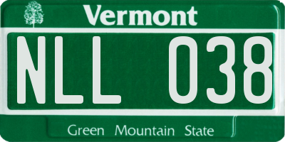 VT license plate NLL038