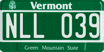 VT license plate NLL039
